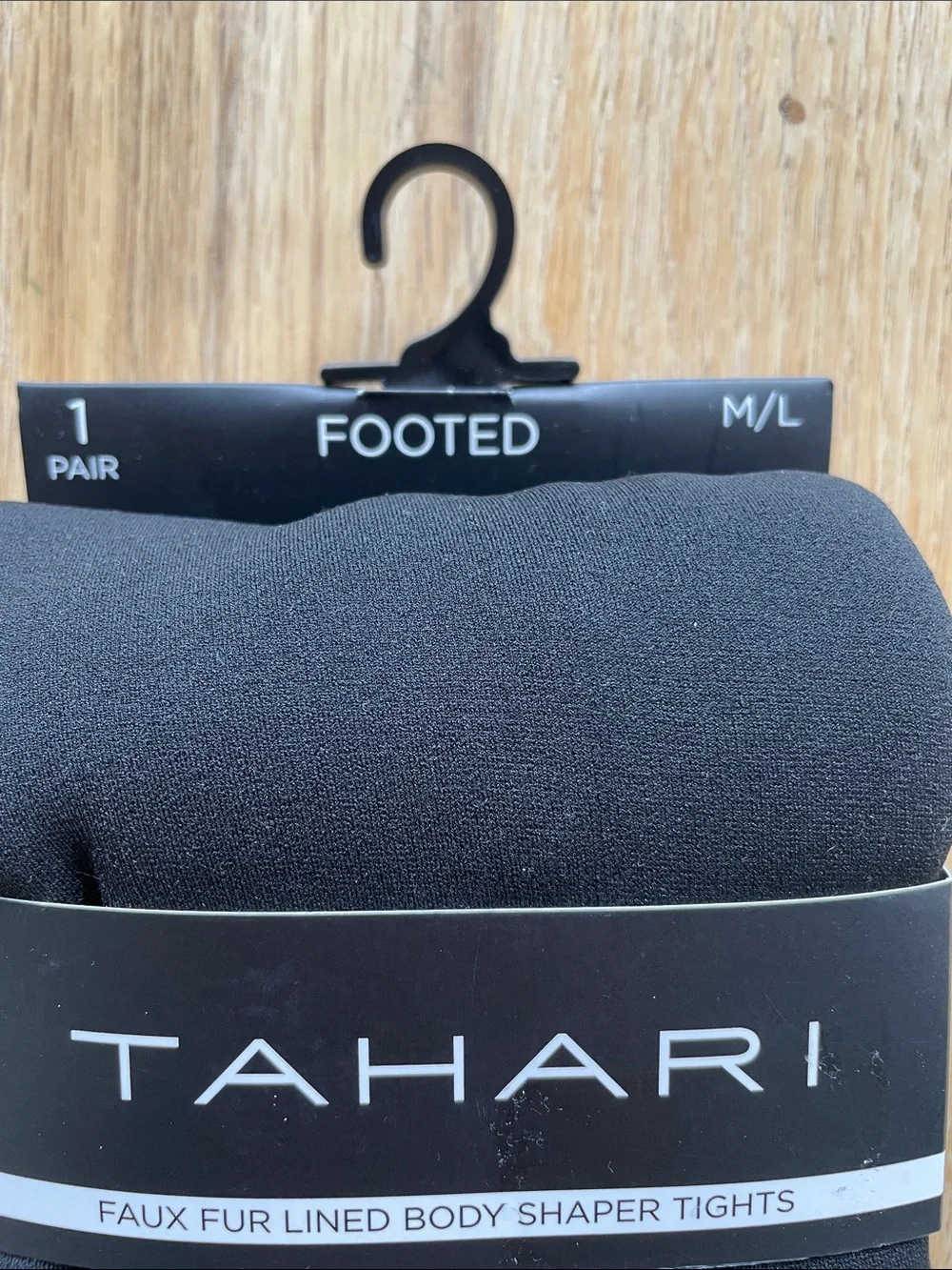 NWT Tahari Black Faux Fur Lined Shaper Tights, M/L